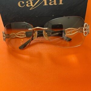 Caviar Women's Rimless Sunglasses in Gold and Gradient Smoke